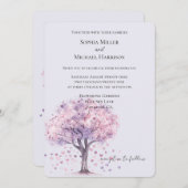 Love is in the air Lavender Hearts Tree Wedding Einladung (Vorne/Hinten)