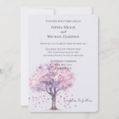 Love is in the air Lavender Hearts Tree Wedding Einladung (Vorderseite)