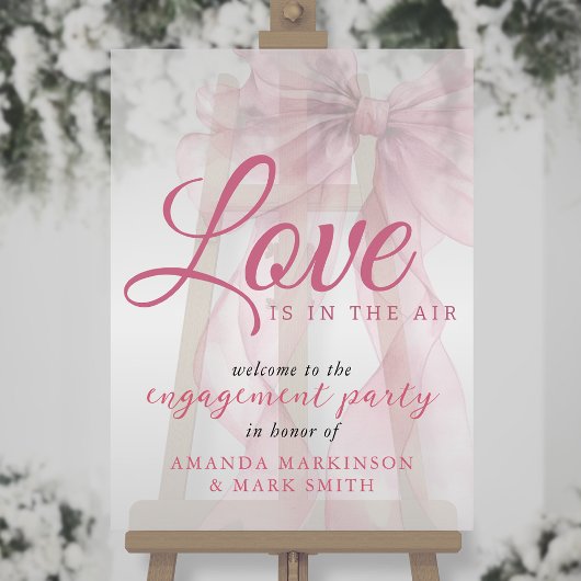 Love Is In The Air Mauve Bow Engagement Welcome Acrylschild