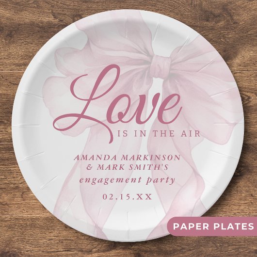 Love Is In The Air Mauve Pink Bow Engagement Pappteller