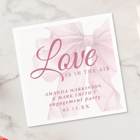 Love Is In The Air Mauve Pink Bow Engagement Serviette