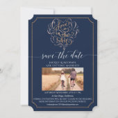 Love is in the Air Navy Script Typography Heart Einladung (Vorderseite)