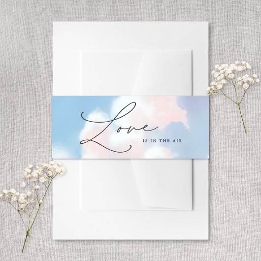Love Is In The Air Painted Blue Sky Cloud Wedding Einladungsbanderole