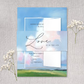 Love Is In The Air Painted Blue Sky Cloud Wedding Einladungsbanderole