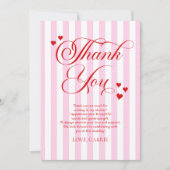 Love Is In The Air Rosa Rote Herzen Brautparty Dankeskarte (Vorderseite)