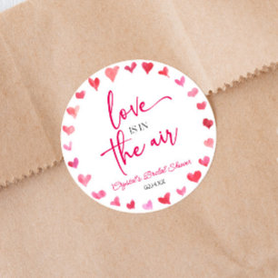 Love Is In The Air Rot Pink Herzen Junggesellinnen Runder Aufkleber
