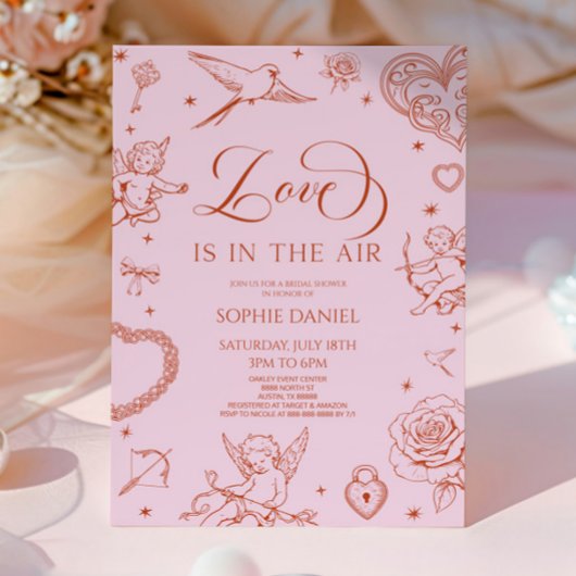 Love Is In The Air Valentine's Day Bridal Shower Einladung