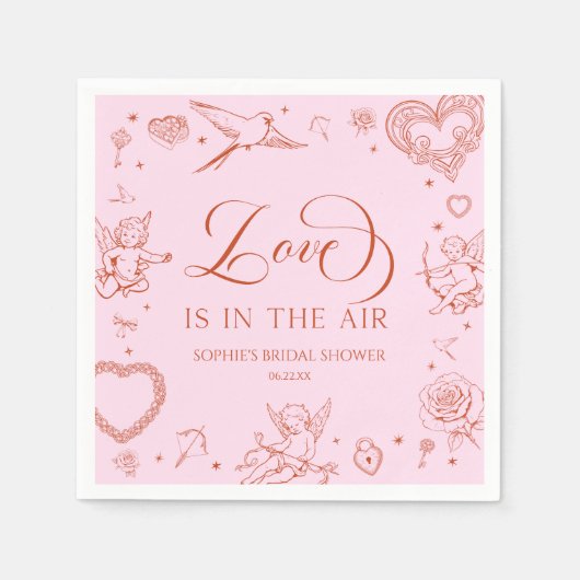 Love Is In The Air Valentine's Day Bridal Shower Serviette (Vorderseite)