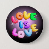 Love Is Love 3D-Regenbogen-Stolz-Button Button (Vorderseite)