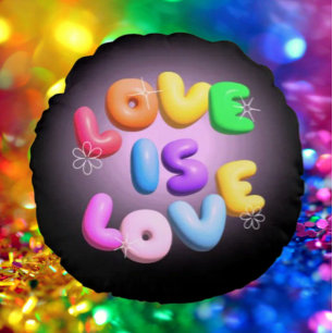 Love Is Love 3D Regenbogen-Stolz Runde Kissen