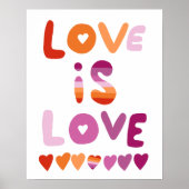 LOVE IS LOVE Colorful Pink Purple Lesbian Pride Poster (Vorne)
