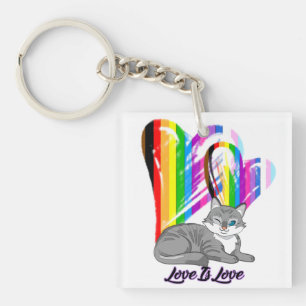 Love Is Love Katze - LGBTQ+ Tierbesitzer Schlüsselanhänger