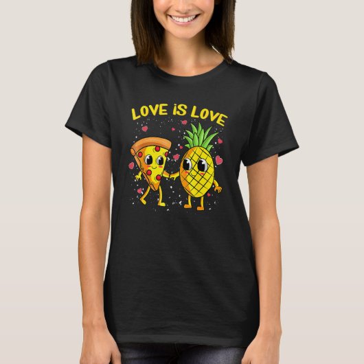 Love Is Love Pineapple Pizza Forbidden Valentines  T-Shirt (Vorderseite)