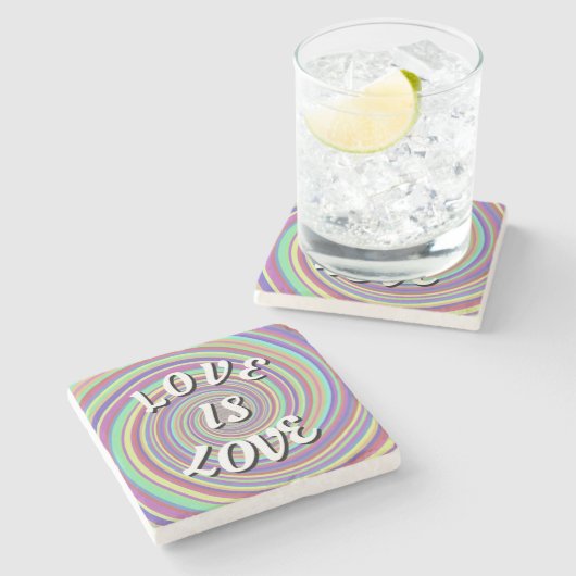 Love Is Love Pride Stone Coaster Steinuntersetzer (Seitenansicht)