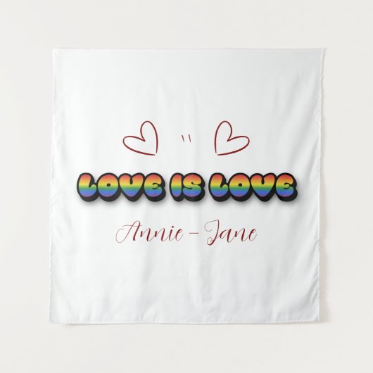 Love is Love Rainbow LGBTQ Tapestry Wandteppich (Vorderseite)