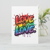 Love Is Love - Rainbow Pride Quote Art  Einladung (Stehend Vorderseite)