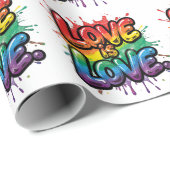 Love Is Love - Rainbow Pride Quote Art  Geschenkpapier (Rolleneckpunkt)