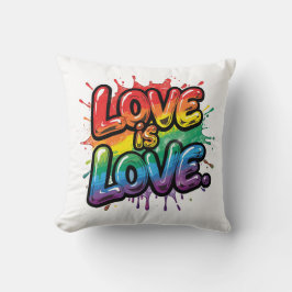 Love Is Love - Rainbow Pride Quote Art  Kissen