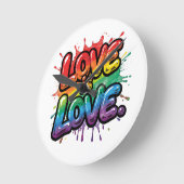 Love Is Love - Rainbow Pride Quote Art  Runde Wanduhr (Winkel)
