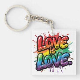 Love Is Love - Rainbow Pride Quote Art  Schlüsselanhänger