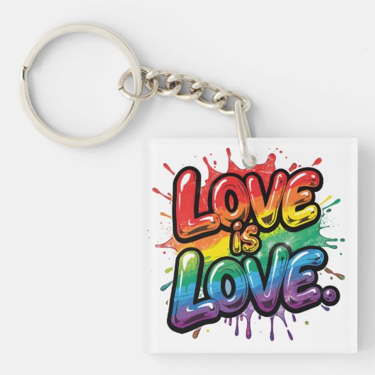 Love Is Love - Rainbow Pride Quote Art  Schlüsselanhänger (Vorderseite)