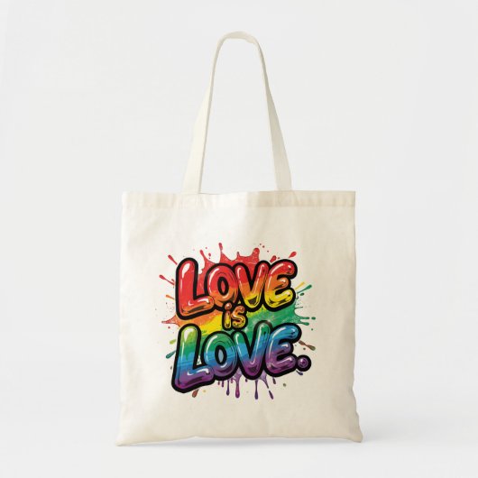 Love Is Love - Rainbow Pride Quote Art  Tragetasche (Vorne)