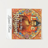 LOVE IS MY RELIGION WALL ART TAPESTRY WANDTEPPICH (Vorderseite (Horizontal))