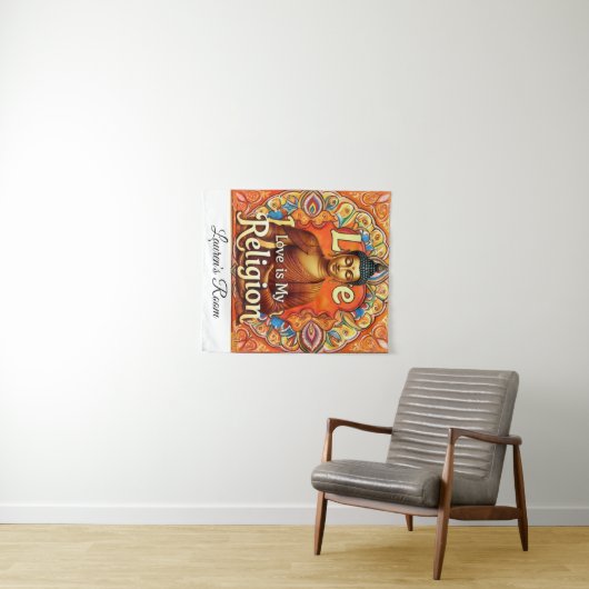 LOVE IS MY RELIGION WALL ART TAPESTRY WANDTEPPICH (Beispiel (Horizontal))