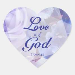 Love is of God Violet Blue Florals Herz-Aufkleber