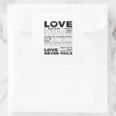 Love Is Patient And Kind Classic Appeal  Quadratischer Aufkleber (Tasche)
