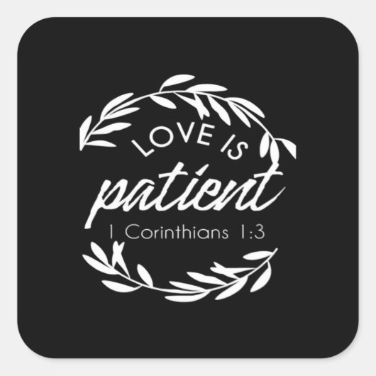 Love Is Patient Corinthians Scripture Minimal Desi Quadratischer Aufkleber (Vorderseite)