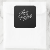 Love Is Patient Corinthians Scripture Typography C Quadratischer Aufkleber (Tasche)
