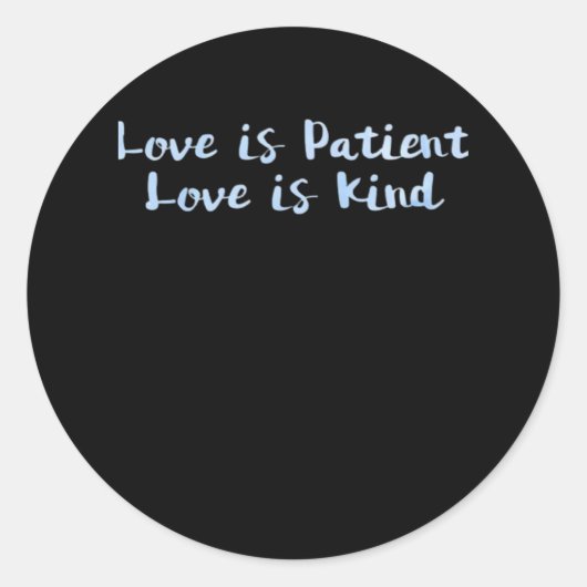 Love Is Patient Love Is Kind Blue Minimal Aestheti Runder Aufkleber (Vorderseite)