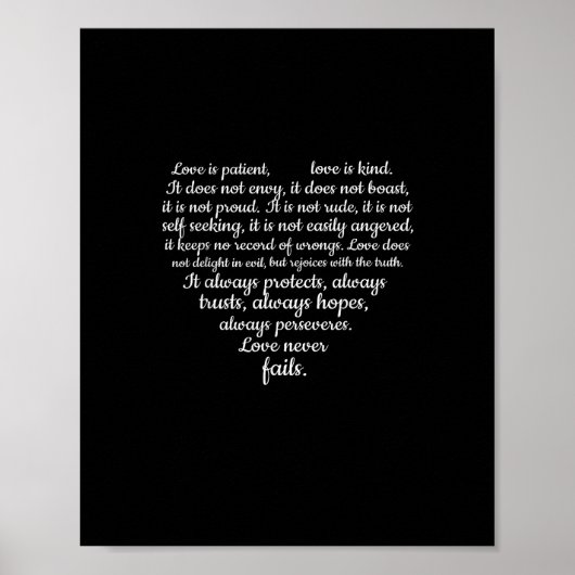 Love Is Patient Love Is Kind Corinthians Scripture Poster (Vorne)
