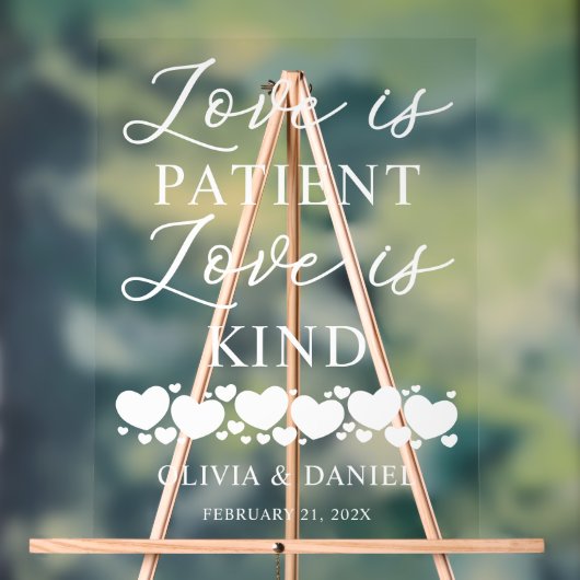 Love is Patient, Love is Kind Custom Wedding Acrylschild (Neutral)