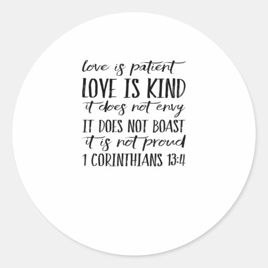 Love Is Patient Love Is Kind Elegant Style  Runder Aufkleber (Vorderseite)