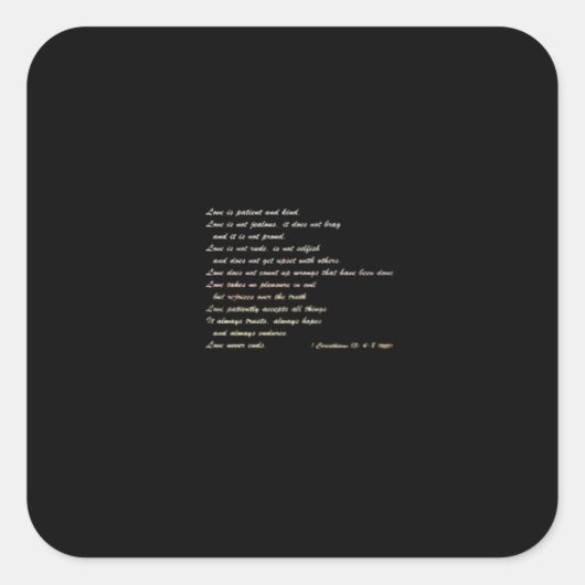Love Is Patient Simple Inspirational Design  Quadratischer Aufkleber (Vorderseite)