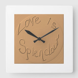 "Love is Splendour" Gold Relief >Wall Clocks Quadratische Wanduhr