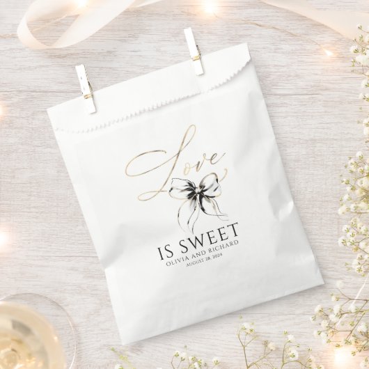 Love is Sweet Black Bow Gold Script Thank You Geschenktütchen (Ausgeschnitten)