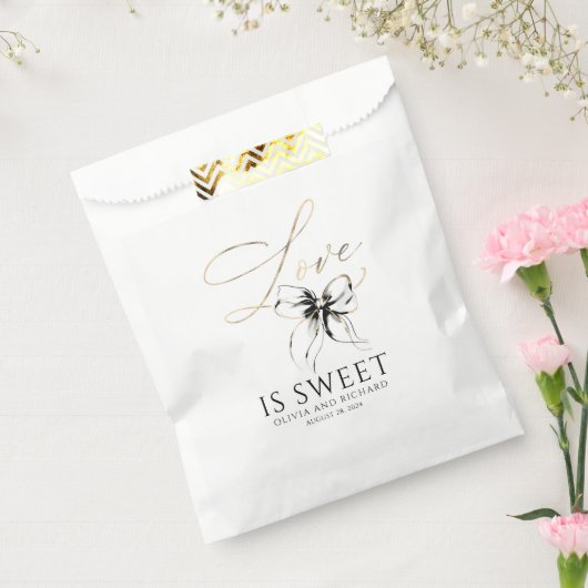 Love is Sweet Black Bow Gold Script Thank You Geschenktütchen (Versiegelt)