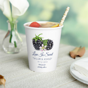 Love Is Sweet Blackberry Fruit   Hochzeitspapierbe Pappbecher