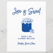 Love Is Sweet Blue Bridal Shower Jam Bar Sign (Vorderseite)