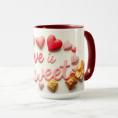 Love Is Sweet Chocolate Valentine Heart Tasse (VorderseiteRechts)