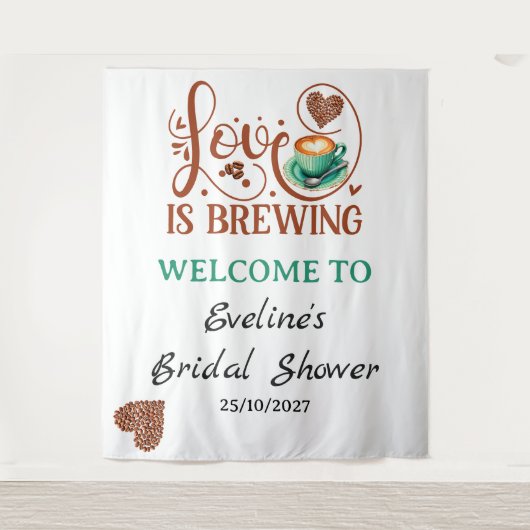 Love Is Sweet Coffee Heart Script Welcome Sign Wandteppich (Vorderseite)