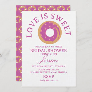 Love is sweet donut with hearts Bridal Shower Einladung