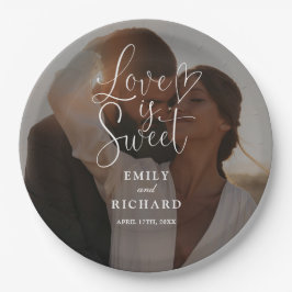 Love Is Sweet Elegant Modern Wedding Photo Pappteller