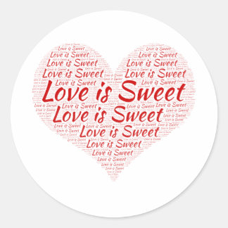 Love is Sweet Heart Word Cloud Wedding Runder Aufkleber