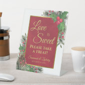 Love is Sweet Holly & Pine Wedding Take a Treat  Sockelschild (In SItu)