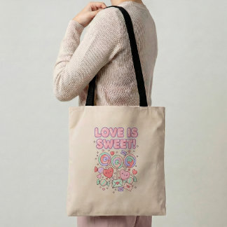 Love is Sweet Tote Bag Romantic Gift Sweet Valenti Tasche
