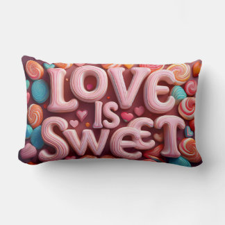 Love Is Sweet Valentine Wedding Typography Lendenkissen
